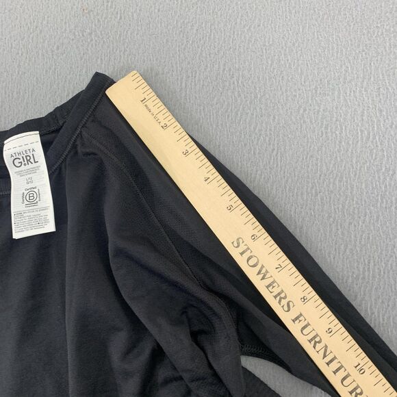 Athleta Girl Shirt Girls Large 12 Black Long Sleeve Thumbhole Athletic Top - Picture 6 of 11